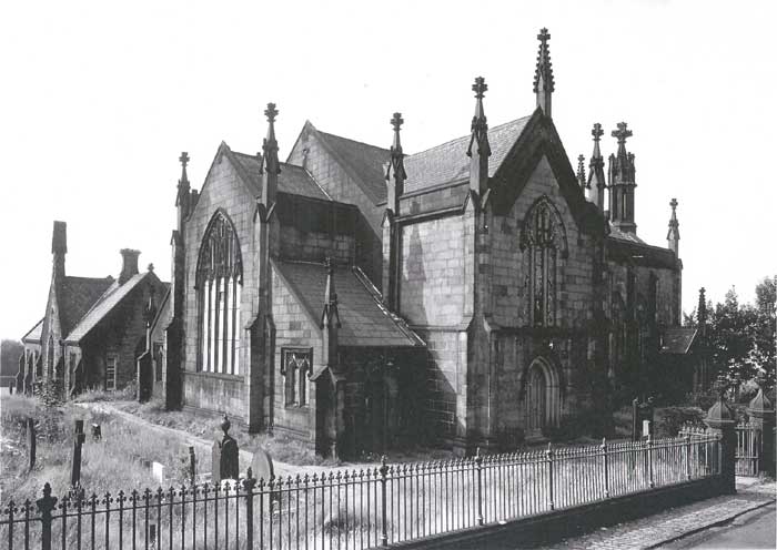 Side view of the chapel with railings, 1975