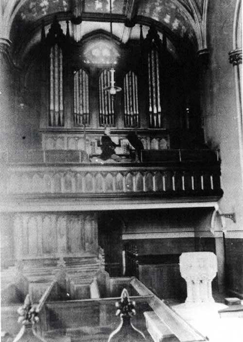 Interior of the chapel showing the organ loft and gallery